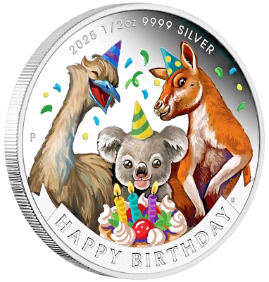 2025 Australia Happy Birthday 1/2oz Silver Half dollar Coin King Charles Effigy - Image 1 of 4