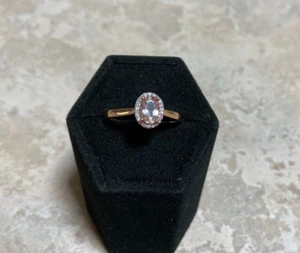 10ct Rose Gold Morganite and Diamond Ring Size S - Picture 1 of 5