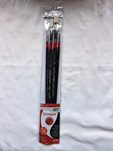 Daler Rowney Georgian Oil Brush Pack Set 401 Round 0 Filbert 2 Flat 4 6 new - Picture 1 of 3