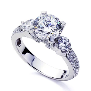 3.5mm Platinum Plated Sterling Silver 2ct Round CZ Wedding Engagement Ring - Picture 1 of 3