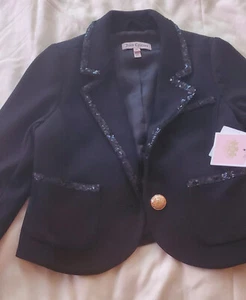 Juicy Couture Black Sequins Girls Blazer size M Jacket-New with tags - Picture 1 of 3