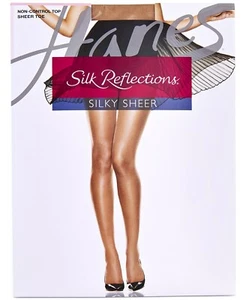 Hanes Silk Reflections Non Control Top Sandalfoot Little Color Pantyhose Size CD - Picture 1 of 5