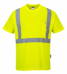 Portwest S190 Hi-Vis Reflective Safety Crew Neck T-Shirt with Chest Pocket ANSI - Bild 1 von 12