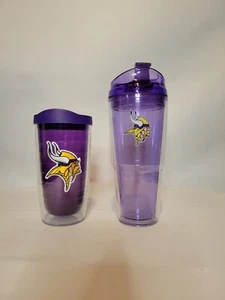 Juego de 2 vasos de viaje con tapa púrpura fría o caliente de los Minnesota Vikings - Imagen 1 de 8
