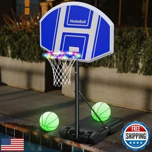Haokelball Poolside Basketball Hoop Outdoor Pool Basketball Hoop with Light A - Picture 1 of 5