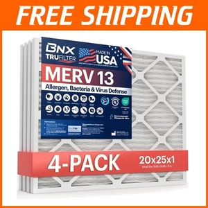 TruFilter MERV 13 20x25x1 Air Filter 4-Pack - Superior Allergy Protection - Picture 1 of 10