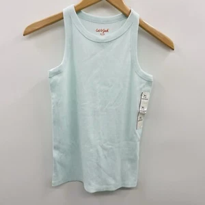 Cat & Jack Youth Girls Size XL 14 Ribbed Crew Neck Tank Top in Light Aqua 1770 - Picture 1 of 5