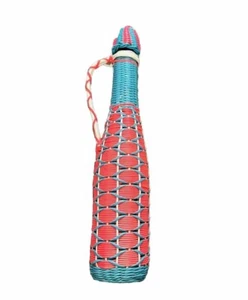 Vintage Viresa Euro Multicolor Plastic Woven Wicker Wrapped Bottle - Picture 1 of 7