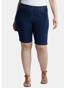 Just My Size Women’s Plus Size Dark Indigo 4 Pocket Bermuda Denim Shorts 2X NWT - Picture 1 of 6