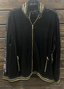 INC Zip Up Black/Glitter Velvet Jacket Size XXL - Picture 1 of 9