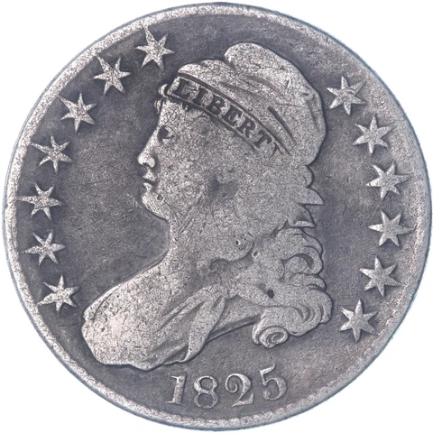 1825 (P) Capped Bust Half Dollar Very Good VG See Pics P596 Cover