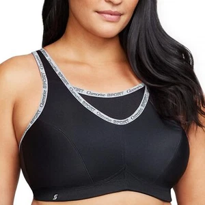 Full Figure Plus Size No-Bounce Camisole Sports Bra Wirefree #1066 Black - Picture 1 of 9