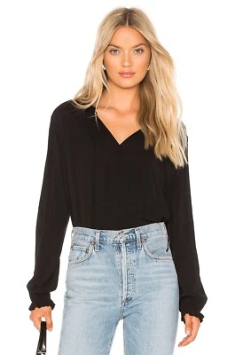 VELVET By Graham & Spencer Samantha Rayon Challis Blouse Black S $189 D24 - Image 1 of 4