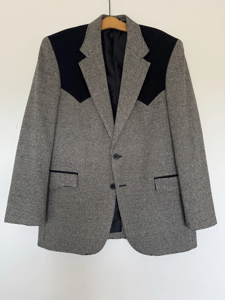 Vintage Circle S Blazer Mens 42 Houndstooth Western Coat Jacket Rockabilly Yoke - Image 1 of 4