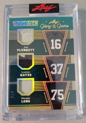 PLUNKETT/HAYES/HOWIE LONG 1/1 MEM 2025 Leaf Glory of Game Triple Patch ID:148049 - Image 1 of 2