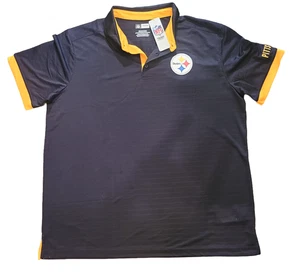 Pittsburgh Steelers Polo Shirt Men’s 2XL Black Gold NFL Football Team Tee NWT - Picture 1 of 4