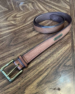 VTG Polo Ralph Lauren Men's Tan Leather Belt Sz 38 Logo Nameplate Classic Preppy - Picture 1 of 9