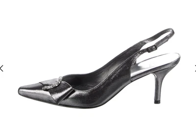 Stuart Weitzman Patent Leather Slingback embellished crystal Pumps  Shoes 6.5 M - Image 1 of 4