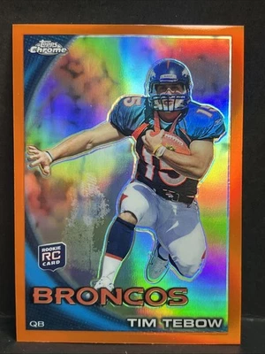 2010 Topps Chrome Orange Refractor #C100 Tim Tebow Rookie Card - Image 1 of 3
