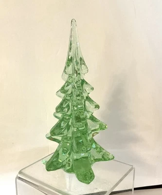 "Pisapapeles árbol de Navidad árbol verde cristal cristal Enesco 1984 de colección 6,5""" Foto 1 de 4