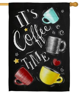 It's Coffee Time Sublimated House Flag - Picture 1 of 1