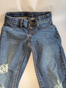 Vanilla Star Girls Distressed Button Fly Jeans Size 8 - Picture 1 of 3