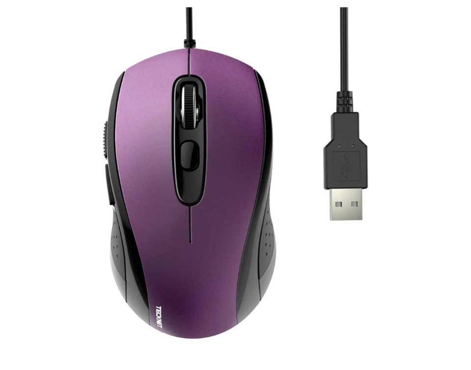 TECKNET Wired Mouse, Wired Optical USB Computer Mouse With 3600 DPI, 6 Buttons - Image 1 of 4