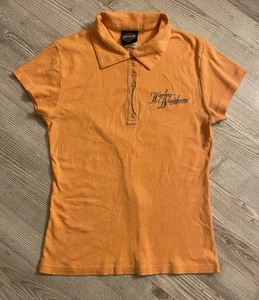 Harley Davidson Orange Polo Shirt Medium Women’s Ocean City MD Short Sleeve - Picture 1 of 6