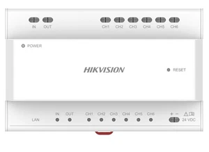Hikvision DS-KAD706Y-S Two Wire IP Distributor with 6-Port & RJ45 DIN Rail Mount - Picture 1 of 3