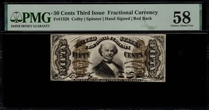 FR-1328 $0.50 Third Issue Fractional Currency - 50 Cents - Graded PMG 58 - Picture 1 of 2