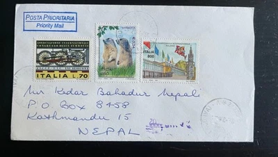 Italy 2002 Airmail Cover to Nepal – Mixed Franking L.70, L.650, L.800 Stamps - Image 1 of 2