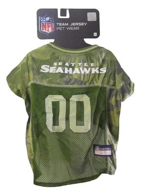 NWT Pets First Seattle Seahawks NFL Dog Cat Jersey Pet Wear M Green Camouflage - Image 1 of 2