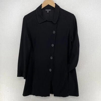 Chaqueta Blazer EILEEN FISHER M Lavable Elastizada Crepé Doble Pecho Negra EE. UU. Foto 1 de 4