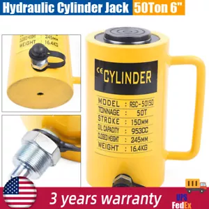 50 Ton Hydraulic Cylinder Jack Solid Ram 150mm/6 inch Stroke Single Acting New - Picture 1 of 11