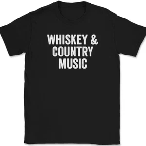 Whiskey and Country Music T-Shirt Funny Cow Boy Girl Hat Boots Beer Drinking Tee - Picture 1 of 10