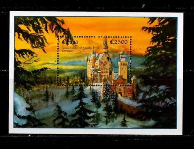 Ghana 1995 - Neuschwanstein Castle - Souvenir Stamp Sheet - Scott #1789 - MNH - Image 1 of 1
