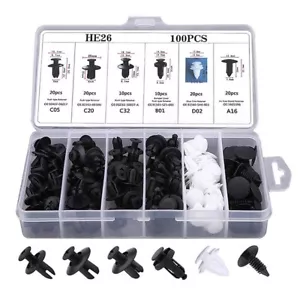 100 Pcs Fender Liner Fastener Rivet Push Clips Retainer 6 Size Universal for Car - Picture 1 of 9