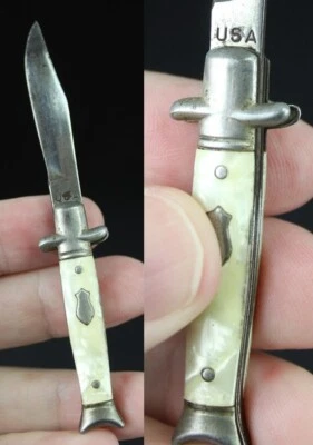 Cuchillo de hoja fija vintage Cracked Ice miniatura pequeño EE. UU. AÑOS 70 VENTA INMOBILIARIA Foto 1 de 4