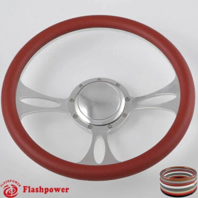 14" Billet Steering Wheels Half Wrap Ford Thunderbird Mustang EXP GMC w/ Horn - Image 1 of 4