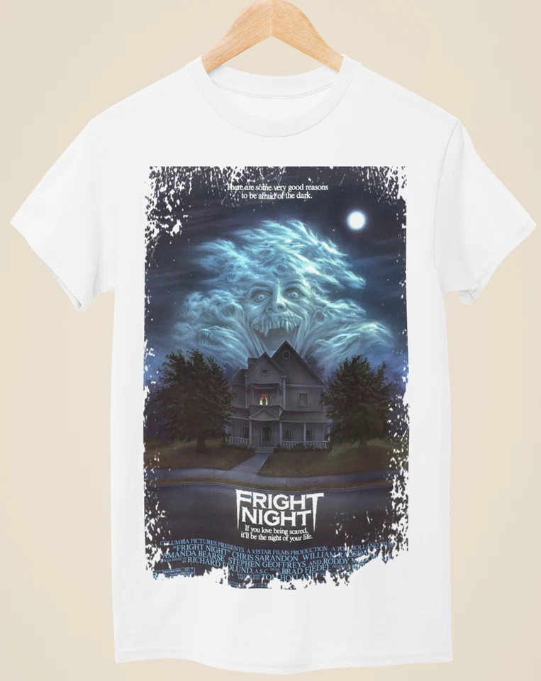 URBAN FOXX Fright Night - T-shirt bianca ispirata al poster film unisex