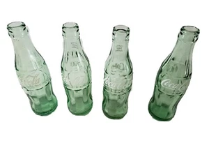 Vintage Lot of 4 Coca-Cola Green Glass Bottles Empty 6-1/2 oz IND MICH VA MO - Picture 1 of 8