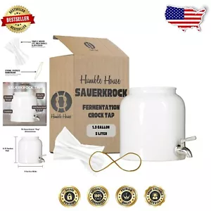 Durable 1.3 Gallon Kombucha Crock with Airlock Cotton Cover - Clean & Easy - Picture 1 of 11