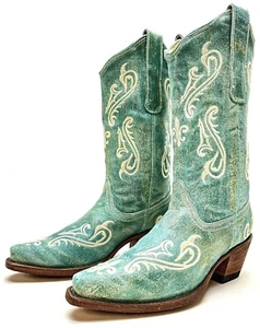 Botas vaqueras vaqueras Corral R1973 Cortez azul turquesa punta corta para mujer talla 6,5 M - Imagen 1 de 11