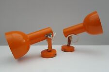 Vintage 1970's Pair of Orange Enamel Paint Adjustable Spotlights