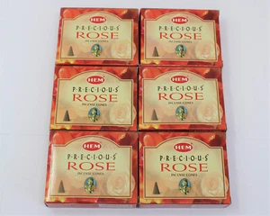 PRECIOUS ROSE Incense Cones Bulk Lot of 6 Packs of 10 Cones = 60 Cones HEM - Picture 1 of 10