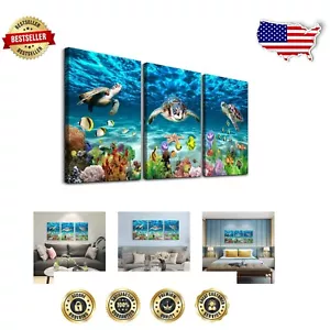 Premium 3-Piece Beach Wall Art for Living Room - Large 20x28 Inch Canvas Decor - Picture 1 of 9