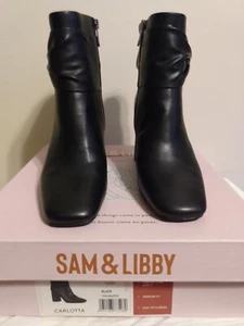 Sam & Libby Carlotta Ankle Boots Black Sz 7.5 New In Box - Picture 1 of 7