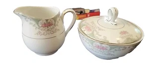 Vintage Mikasa Fine China Valentine Pattern Creamer And Covered Sugar Set Lot - Picture 1 of 12