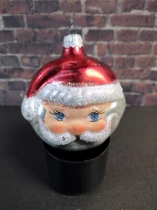 Christbaumschmuck von 2 Gesichtern Weihnachtsmann, 3" mit Silber Glitzer/Haken - Bild 1 von 4