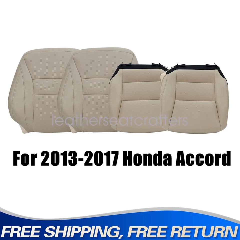 2013-2017 Fits Honda ACCORD Driver & Passenger Top & Bottom seat cover Light-Tan - Imagem 1 de 4